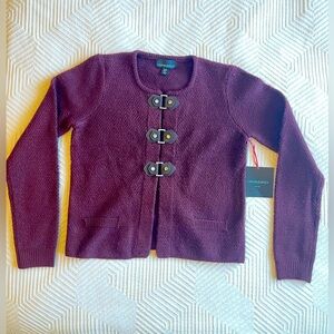 Cynthia Rowley Burgundy Equestrian Sweater Cardigan  Size Medium